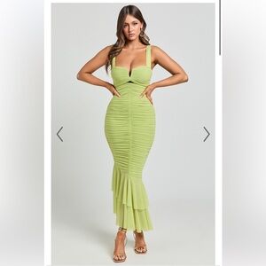 Lime Green Ruched Dress
